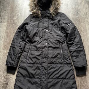 Maralyn & Me Black Puffer Coat with Fur Hood